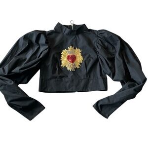 Gianny Fernández Crop top jewellery puff sleeve